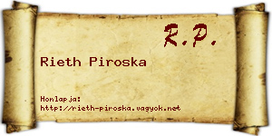 Rieth Piroska névjegykártya